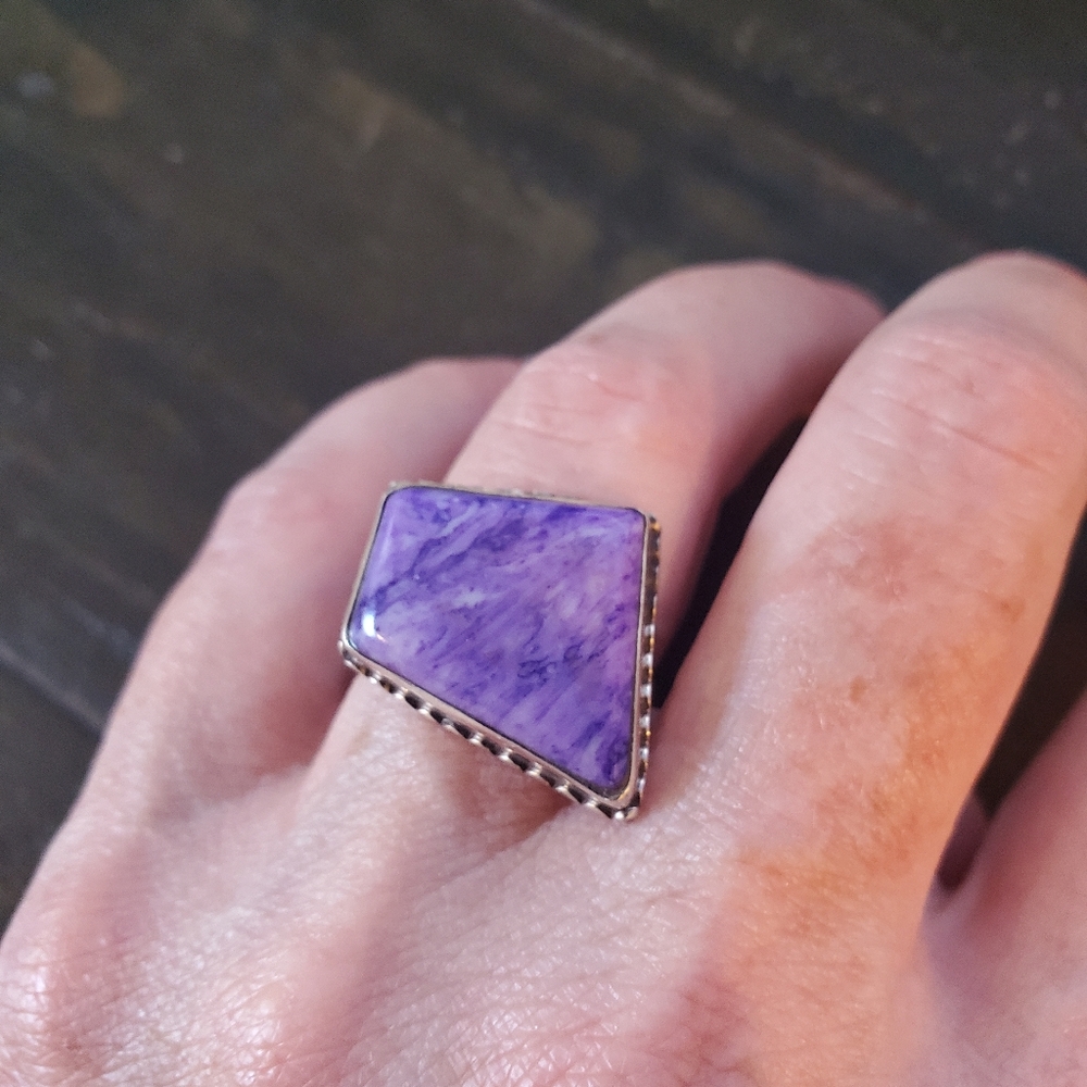 Vintage Sterling Silver Charoite Purple Stone Ring